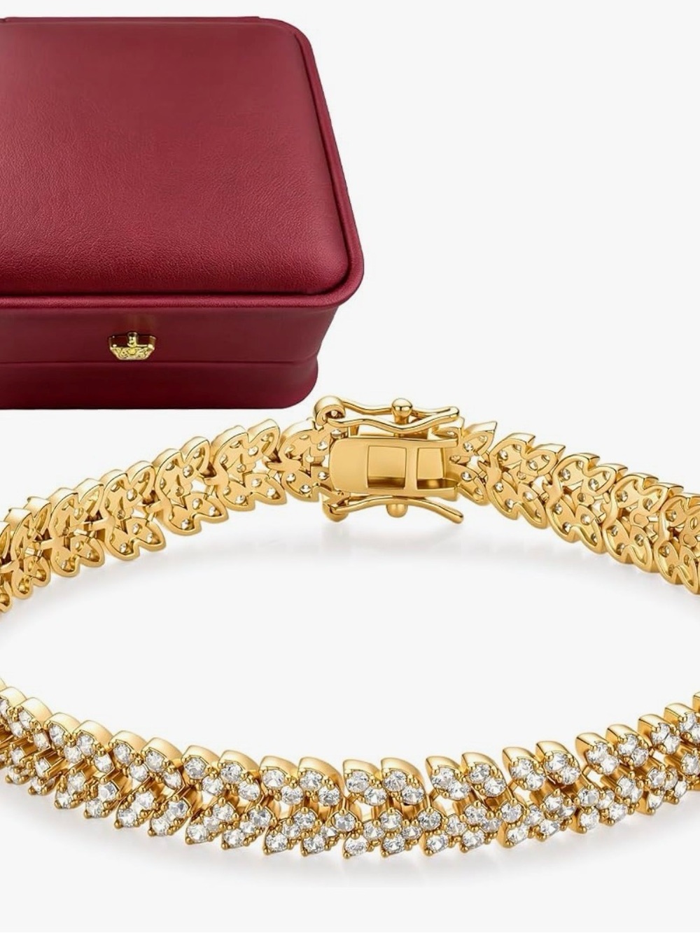 NEW 14K Gold Plated, Iced-Out Cubic Zirconia Tennis Bracelet - Women Jewelry